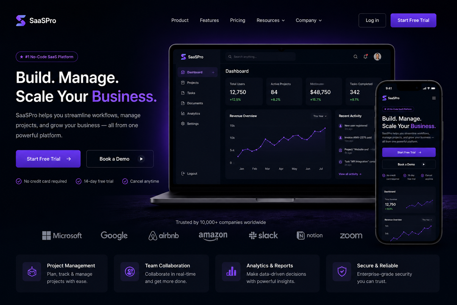 SaaS Landing Website project presentation